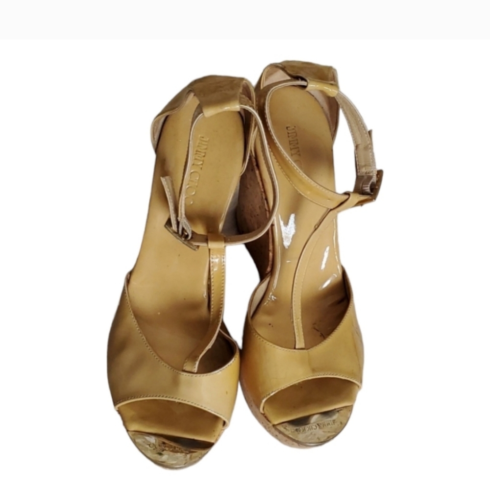 Jimmy choo yellow wedge heel sandals size 9